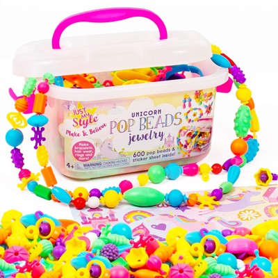 Make & Believe Unicorn Pop Beads, 500+ Snap-Together, DIY, Bead Kit for Girls...