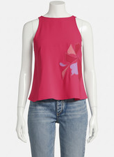 Emporio Armani Women's Pink Floral-Embroidered Tank Top Size 36