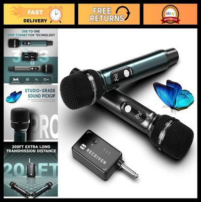 Professional Dual Wireless Microphone System, 240ft Range, Studio Sound, Metal B
