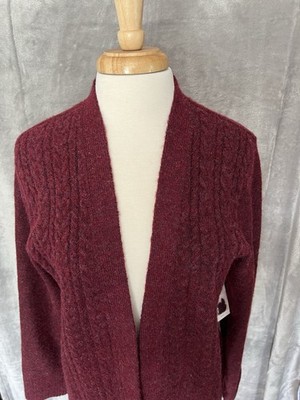 Croft & Barrow Cozy Cardigan Women Large Open Front Burgundy NWT Soft