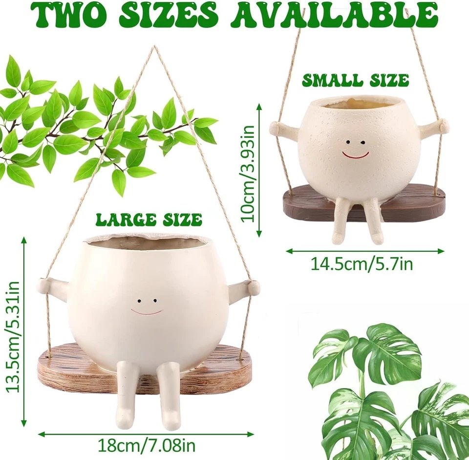 Maceta colgante tamaño grande 2024 - Linda maceta cara sonriente para uso en interiores y exteriores Foto 4 de 4