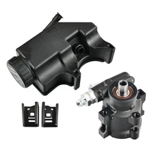 Black Remote Power Steering Pump & Reservoir For Chevy GM Saginaw TC Type 2