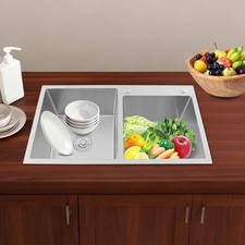 Dual Bowl Kitchen Sink Stainless Steel Sink Rectangular Drop In Kitchen Sink