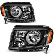 Pairset Black Amber Headlights Headlamps Assembly For Honda Pilot 2009-2011