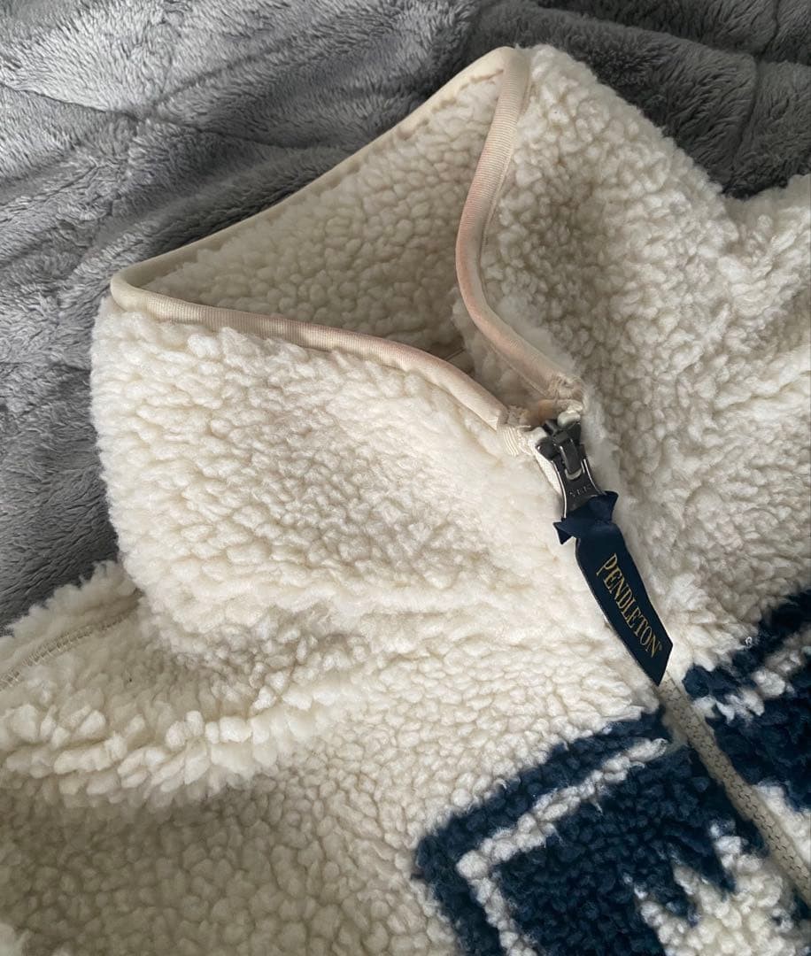 Pendleton Fleece Jacket Geometric Pattern Ivory M… - image 2