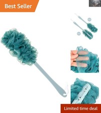 Nylon Mesh Back Scrubber with Long Handle - Gentle Bath Brush for All Skin Types