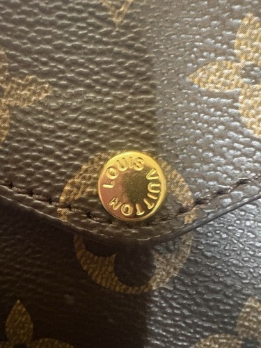Loading Button Card Louis Vuitton Monogram Wallet Brown/Red Interior Logo Button Zipper ...