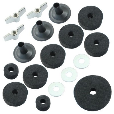 Cymbal Replacement Accessories Set 18 PCS Black Felts Sleeves Wing Nuts