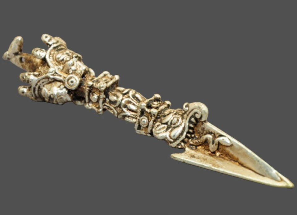 Pingente budista tibetano Vajrakilaya esculpido em tom de prata amuleto religioso joia - Imagem 2 de 4