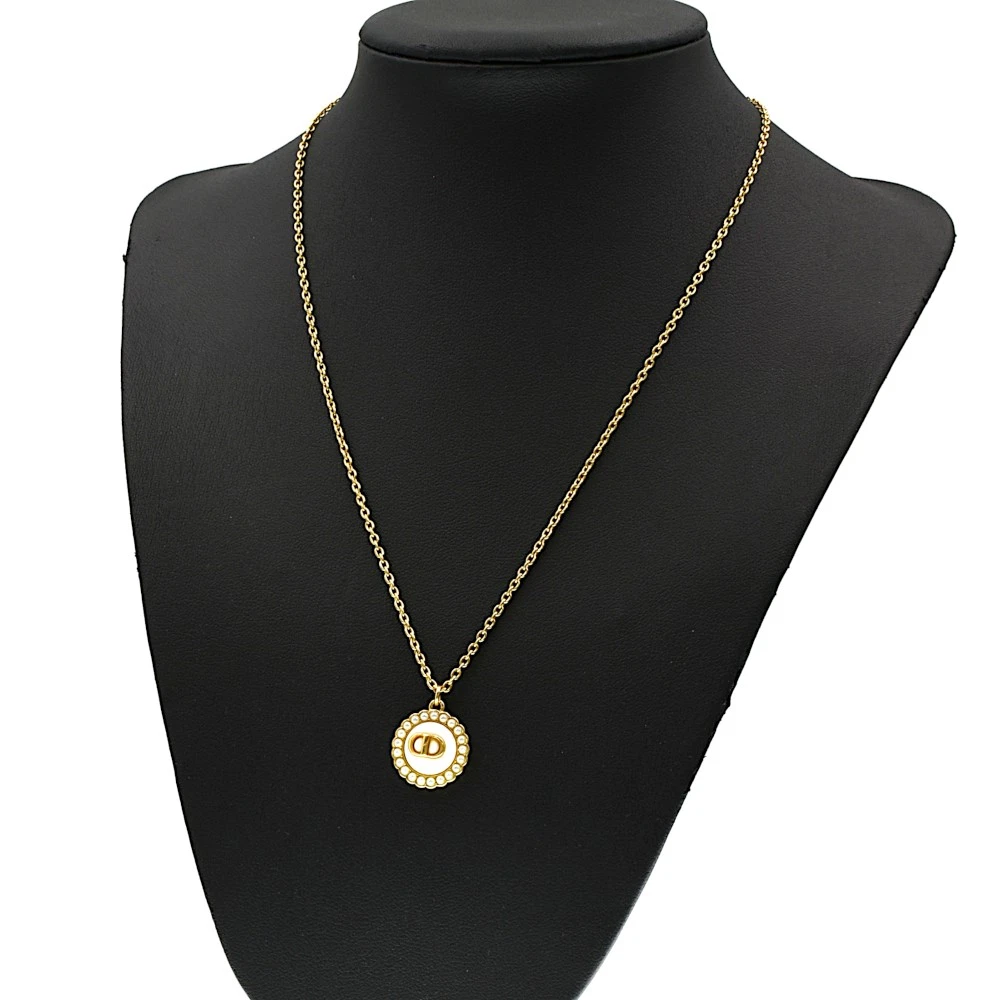 Collana Christian Dior metallo oro 46 8 cm catena bianca H1 7xL1 5 cm accessorio