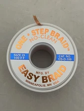 Easy Braid OS-D-100 Solder Wick, No-Clean, 0.100' x 100 ft, Size D, Blue Label