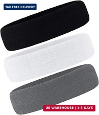 3 Pack Men Women Sweatband Headband Terry Cloth Moisture Wicking for Sports Te