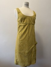 Istante By Gianni Versace 1990s Daisy Yellow Suede Dress W Buckle It 38