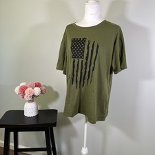 American US Flag Army Green Tee Short Sleeve XL