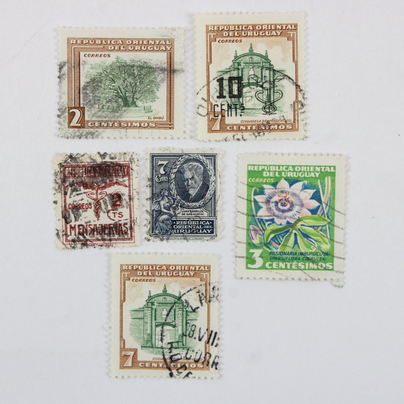 Lot of 6 Uruguay 1930s-1950s Stamps Used