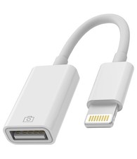 for iPhone OTG Adapter Lightning Male to USB Female Dongle Cable White