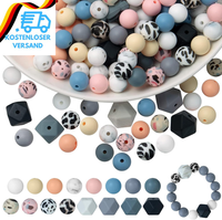 104 StüCk Silikonperlen Perlen FüR ArmbäNder, Runde Polygon Bunte Bastelperlen M