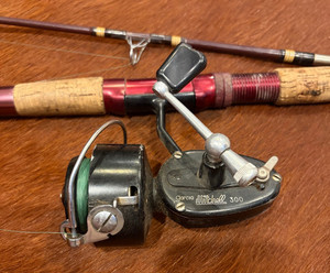 antique portable fishing rod and reel Vintage Solid Glass Rod. Montgomery Ward No. 69 6310  Sports Trading Post Vintage Ron Popeil Pocket Fisherman