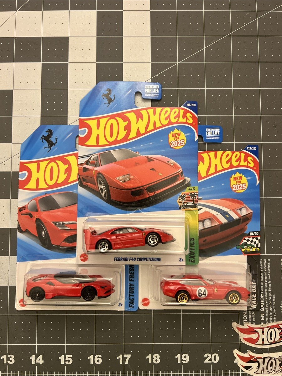 Hot Wheels FERRARI F40 COMPETIZIONE, SF90 STRADALE, 365 GTB4