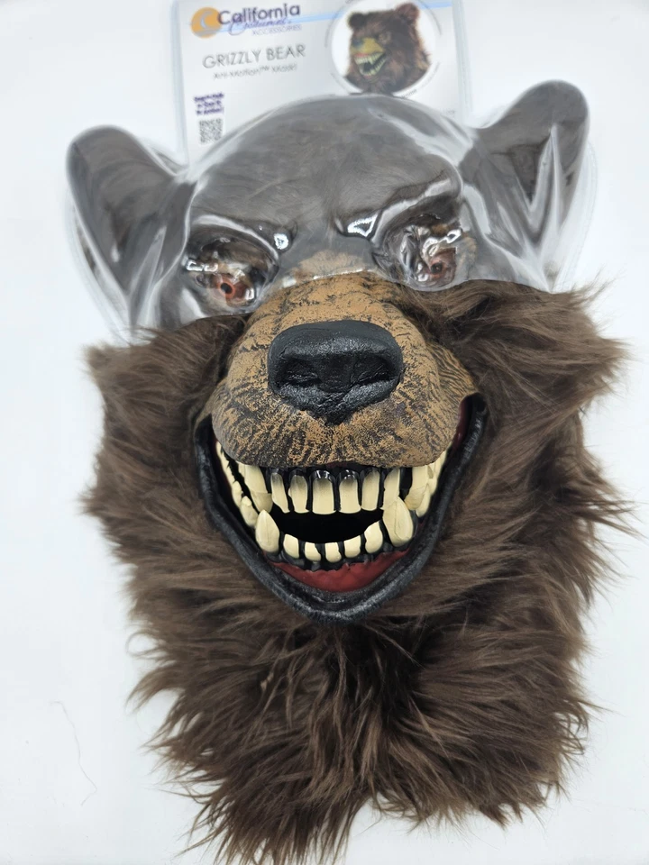California Disfraces Oso Pardo Máscara de Halloween con Boca Abierta NUEVO CON ETIQUETAS Foto 3 de 4