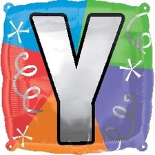 Designer Square Letter Balloon "Y" Square Shape 18" Foil Balloon Packaged 
