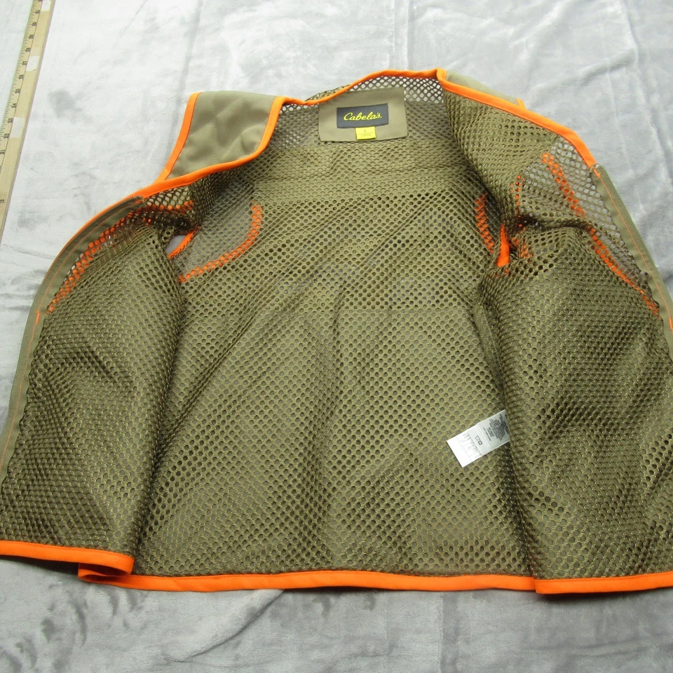Cabelas Hunting Vest Men Large Orange Fish Mesh Pockets Outdoor Utility Vented - Image 4 of 4