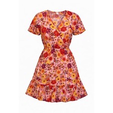 Gymboree Adult Small Pink Floral Harvest Mini Dress NWT Cotton Faux Wrap Fall