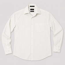 Claiborne Wrinkle Free Mens Large White Multicolor Stripe Dress Shirt 16.5-34/35