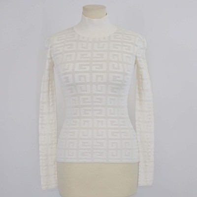 Givenchy Off White Strick Viskose 4G Jacquard Rollkragen Pullover