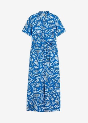 Neu Maxikleid Viskose-Mix Gr 52 Blau Weiß Freizeitkleid Casual-Dress Basic-Kleid
