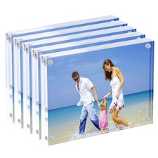AMEITECH Acrylic Photo Frames 6x8'',Magnetic Acrylic Block Picture Frame,Desktop