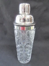 COCKTAIL SHAKER w STRAINER, 10" Tall w Stainless Steel Lid & Cap,  2 Cup, MINT