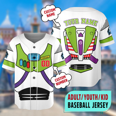 Custom Disney Toy Story Buzz Lightyear Cosplay Baseball Jersey Disney Baseball J