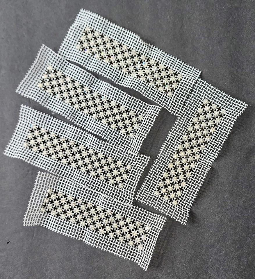 Conjunto de 5 apliques de malha de cristal Swarovski – acabamento de designer austríaco prata e preto - Imagem 2 de 4