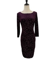 Y2K Cache Purple Burnout Velvet Leopard Print Dress Sz 6 Bodycon  Whimsygoth