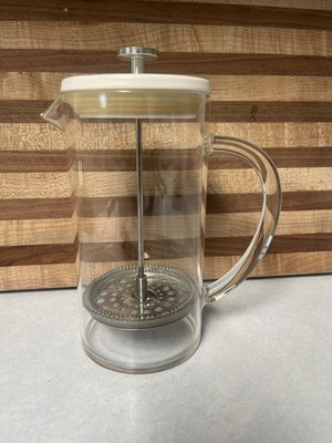6 Cup Glass French Press Coffee Maker White Ceramic Top Nice Eco Friendly