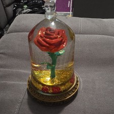 Disney Store Beauty and the Beast Enchanted Rose Bell Jar Glitter Globe 