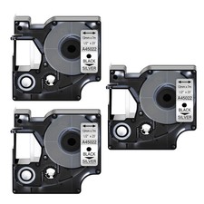 3PK 12mm Black on Silver DYMO D1 45022 LabelManager 100 200 300 Label Tape 0.47"