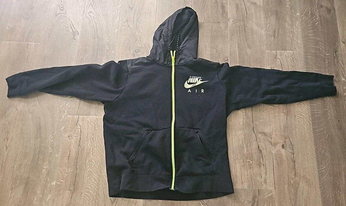 Nike Sweater Men's XL Black AW77 Fleece Full Zip Hybrid Hoodie Heather Volt  Men