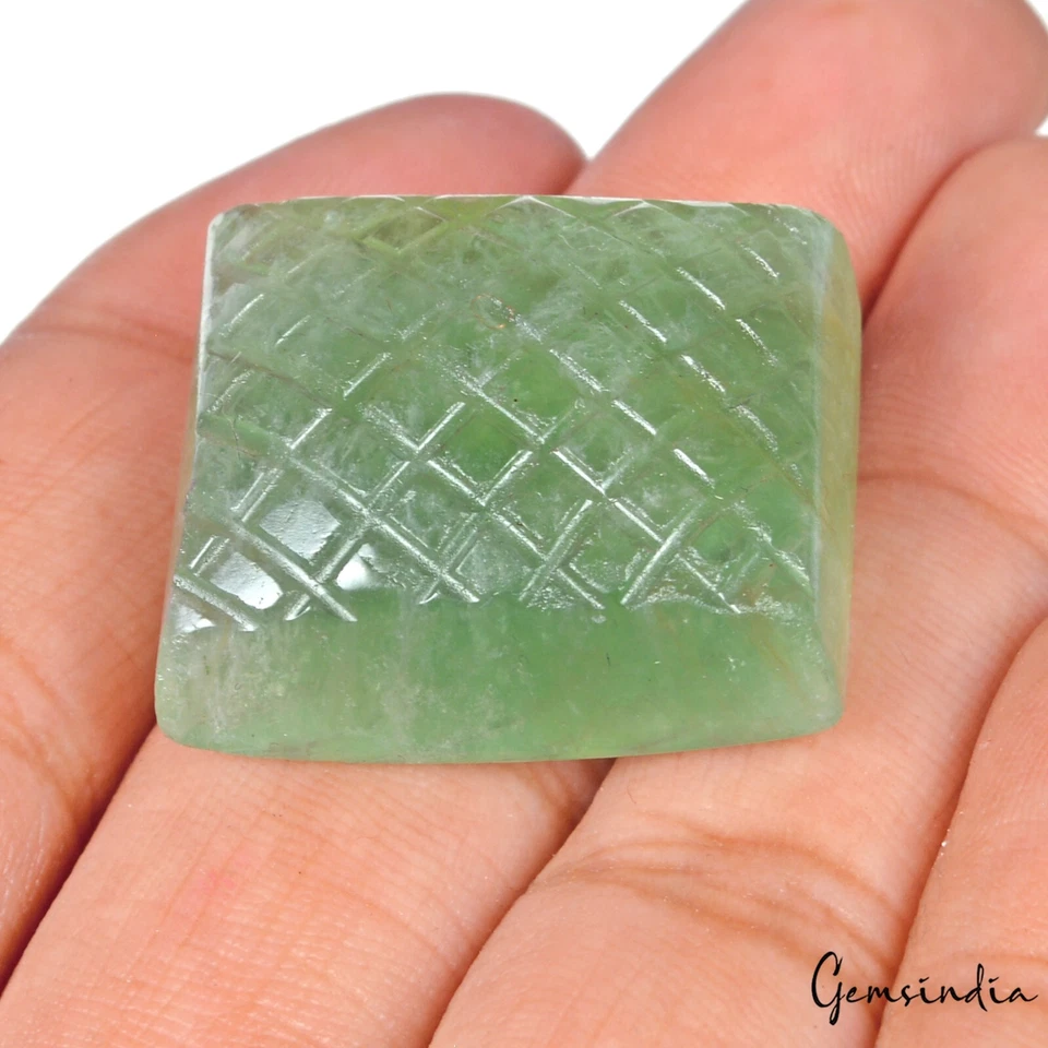 Gema solta esculpida à mão baguete fluorita verde natural não tratada 108,90 cts - Imagem 3 de 4