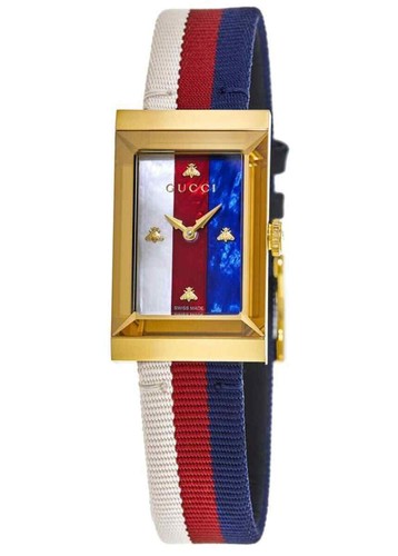 GUCCI WOMEN'S $1150 G-FRAME GOLD, RED 