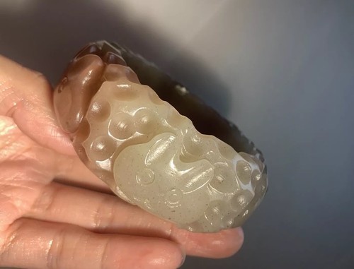 Special Price!56mm/Natural Mongolian Jade Bangle/ She TeiCui Jade/ Hand Carved