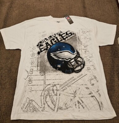 NWT - 2000s Y2K PHILADELPHIA EAGLES Big Helmet AOP Men's White T-SHIRT - 2XL