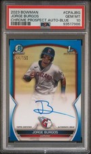 Jorge Burgos 2023 Bowman Chrome Blue Refractor Auto Card /150 #CPA-JBG PSA 10