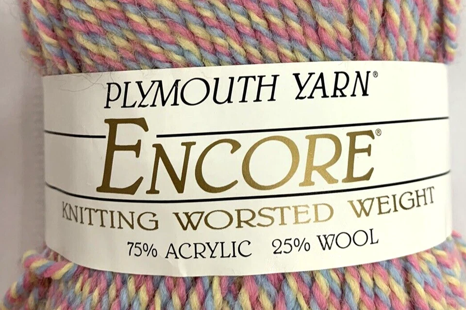 PLYMOUTH ENCORE Knitting Worsted Yarn -1011 Pink Blue Yellow Blend ~ Colorspun - Image 3 of 4