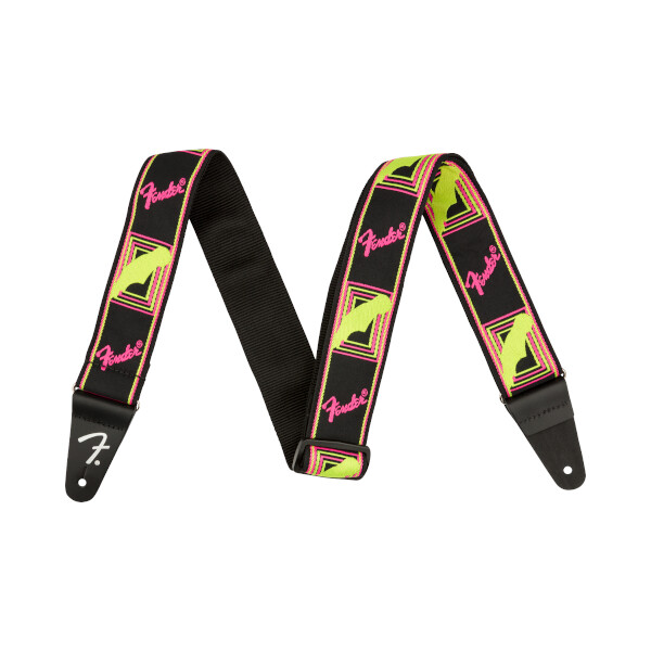 "Fender 2\" Neon Monogrammed Strap Yellow-Pink ❘ Gitarrengurt ❘ Polyester"-image
