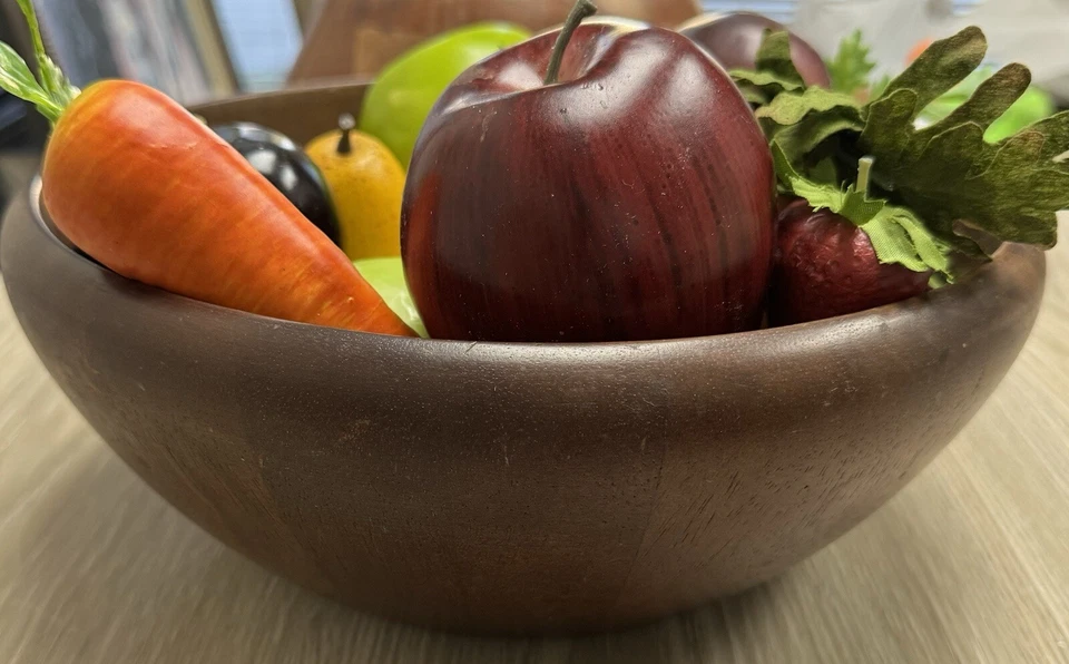 VINTAGE THOMAS O'BRIEN MODERN RUBBERWOOD SALAD FRUIT BOWL 11" - Image 3 of 4