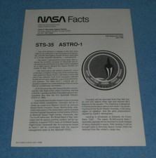 1990 NASA Facts STS-35 Astro-1 Space Shuttle Mission