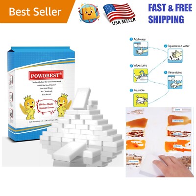 Magic Sponge Eraser - 100 Pack Extra Thick Reusable Melamine Cleaning Sponges