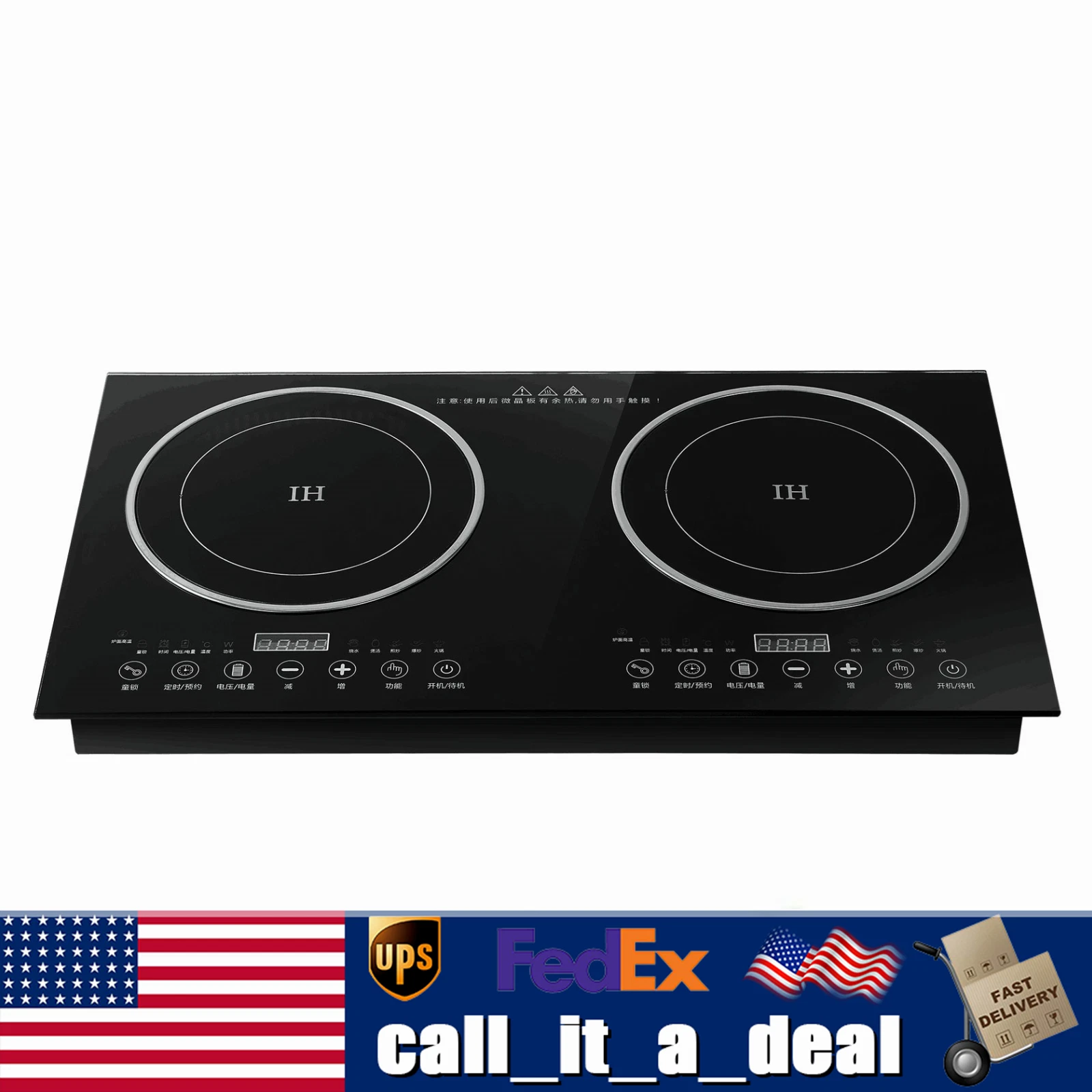 110V Induction Cooktop 2 Burners Electric Hob Cook Top Stove Ceramic Cooktop USA